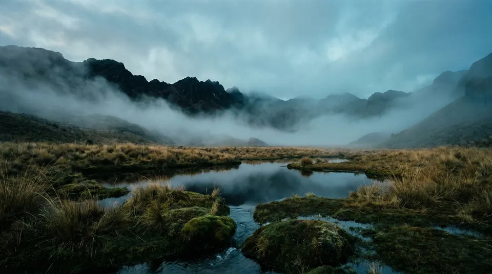 Niebla baja sobre el páramo de las Huaringas, en Huancabamba